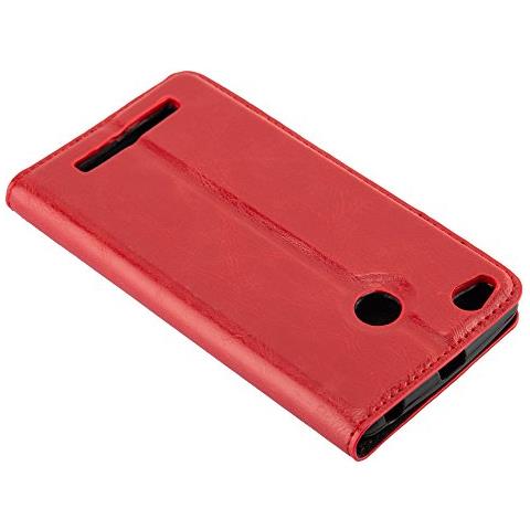 Custodia Compatibile Con Xiaomi Redmi 3s In Rosso Mela - Coperchio Protettiva Con Chiusura Magnetica, Funzione Stand E Tasca Per Le Carte - Foto 2