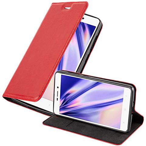 Custodia Compatibile Con Xiaomi Redmi 3s In Rosso Mela - Coperchio Protettiva Con Chiusura Magnetica, Funzione Stand E Tasca Per Le Carte - Foto 1