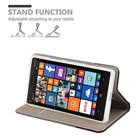 Custodia Compatibile Con Nokia Lumia 929 / 930 In Grigio Nero - Coperchio Protettiva Con Chiusura Magnetica, Funzione Stand E Tasca Per Le Carte - Foto 2