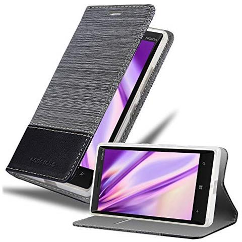 Custodia Compatibile Con Nokia Lumia 929 / 930 In Grigio Nero - Coperchio Protettiva Con Chiusura Magnetica, Funzione Stand E Tasca Per Le Carte - Foto 1