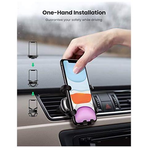 Car Holder Telefono Cellulare Air Vent Mount Gravity Morsetto Auto Giornali Minibar Sat Nav Culla Della Clip Compatibile Con Iphone Se 11 Pro Max Xr Xs 8 7 Samsung S20 S10 A71 A70 Note20 Ultra Huawei P30 Sony Moto - Foto 1