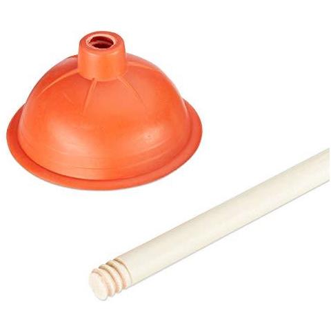 Toilet Plunger Drain Cleaner Gomma Ventosa Staccabile Manico In Legno Con Occhiello Vasca E Doccia 30 Cm Rosso Naturale 36 X 14.7 Cm - Foto 2