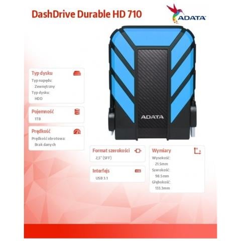 Hard Disk Esterno HD710 Pro 1 TB 2,5" Interfaccia USB 3.1 Colore Nero / Blu - Foto 4