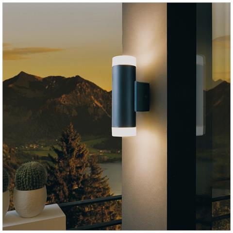 Applique Moderna Da Esterno Riga-led 2 Luci Acciaio Zincato Nero - Foto 1