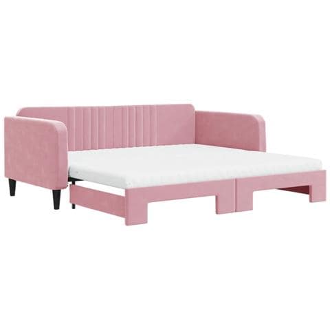 Divano Letto Estraibile Con Materassi Rosa 100x200 Cm Velluto - Foto 1