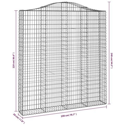 Cesto Gabbione Ad Arco 200x30x220/240 Cm Ferro Zincato - Foto 4