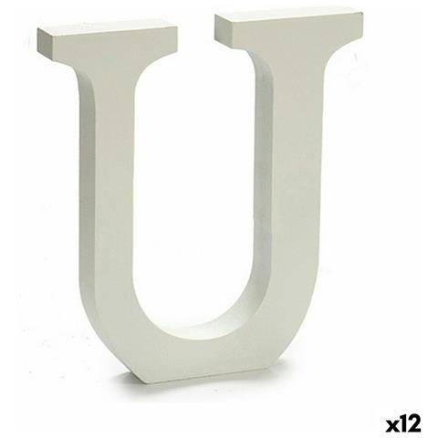 Lettera U Legno Bianco (1,8 X 21 X 17 Cm) (12 Unità) - Foto 1