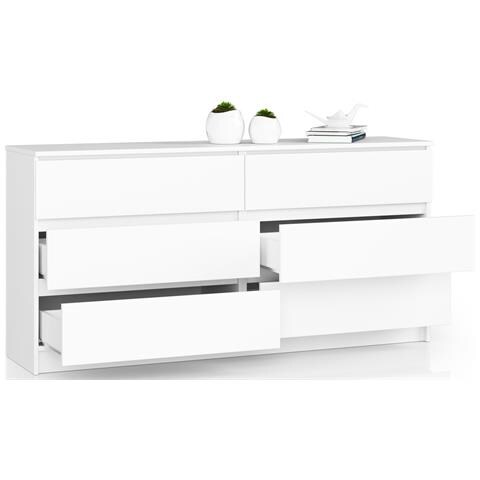 Cassettiera K160, 6 cassetti, 160x40x77 cm, Colore Bianco - Foto 2