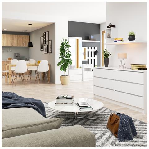 Cassettiera K160, 6 cassetti, 160x40x77 cm, Colore Bianco - Foto 7