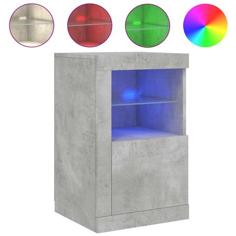 Armadietto Con Luci Led Grigio Cemento In Legno Multistrato - Foto 2
