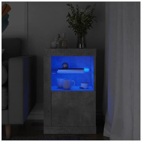 Armadietto Con Luci Led Grigio Cemento In Legno Multistrato - Foto 1