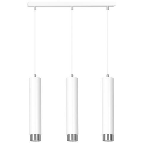 Lampada A Sospensione Kibo - Bianco, Cromo - Acciaio Verniciato A Polvere - 45x100x6 Cm - Foto 1