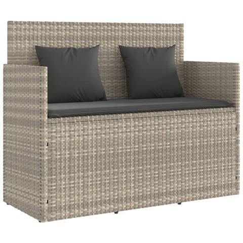 Panca Da Giardino Con Cuscini Grigio Chiaro In Polyrattan - Foto 1