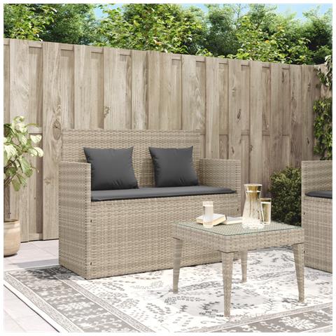 Panca Da Giardino Con Cuscini Grigio Chiaro In Polyrattan - Foto 2