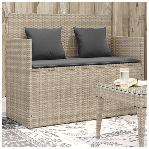 Panca Da Giardino Con Cuscini Grigio Chiaro In Polyrattan - Foto 8