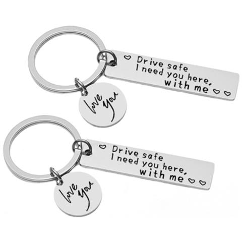 Portachiavi ""drive Safe"" In Acciaio Inox Argento 2-pack - Foto 1