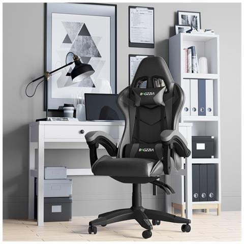 Sedia Ufficio Bracciolo Regolabile, Poltrona Ergonomica Con Supporto Lombare, Schienale Reclinabile E Altezza Regolabile, Rotelle Girevoli A 360°- Grigio - Foto 1