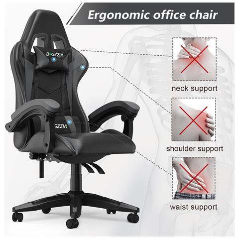 Sedia Ufficio Bracciolo Regolabile, Poltrona Ergonomica Con Supporto Lombare, Schienale Reclinabile E Altezza Regolabile, Rotelle Girevoli A 360°- Grigio - Foto 5