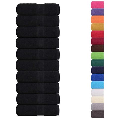 Asciugamani Ospiti 10 Pz Neri 30x50 Cm 360 G /m 100% Cotone - Foto 2