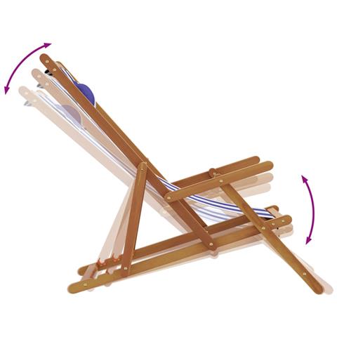 Sedia da Spiaggia Pieghevole Blu /Bianco in Eucalipto e Tessuto - Foto 2