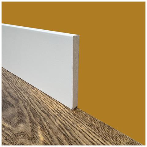 100ml Di Battiscopa Zoccolino Squadrato In Fibra Di Legno Compatta 120x12 Bianco - Foto 1