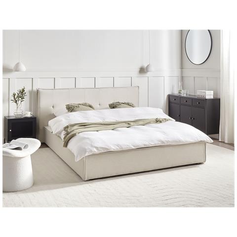 Letto Ad Acqua Lino Sintetico Lestre 160 X 200 Cm Bianco Sporco - Foto 1