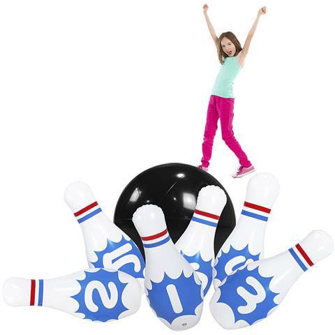 Gioco Di Bowling Gonfiabile, Palla E 6 Birilli. 18x18x24 Centimetri. Colore Bianco - Foto 2