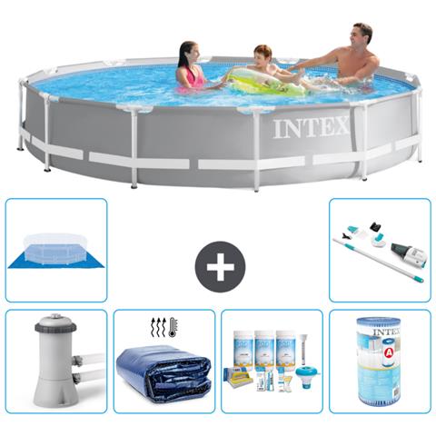 Piscina Fuori Terra - In Giro - 366x76 Cm - Grigio - Include Accessori Coordinati A2131 - Foto 1