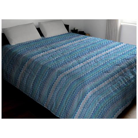 Trapuntino Piumino Estivo Primaverile 100gr Mq Leggero Disegno Baia 1 Piazza E Mezza Azzurro - Foto 1