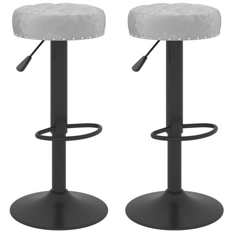 Sgabelli Da Bar 2 Pz Grigi In Velluto - Foto 1