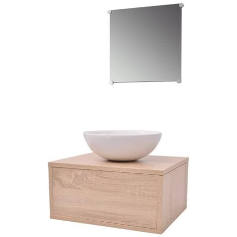 Mobili Da Bagno Con Lavabo Set 3 Pz Beige - Foto 1