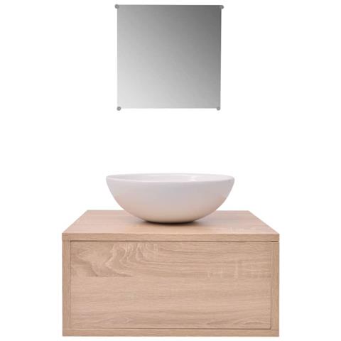 Mobili Da Bagno Con Lavabo Set 3 Pz Beige - Foto 2