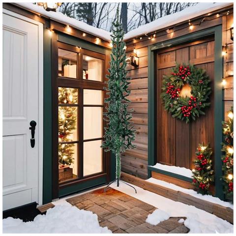 Lusso Casadino - Albero Natale Artificiale Sottile A Metà Supporto Verde 240 Cm - Foto 1