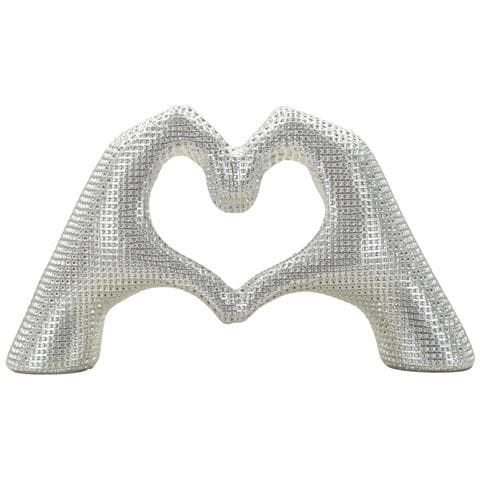 Scultura Mani - Argento - Poliresina - 13,5x25x7,5 Cm - Foto 1