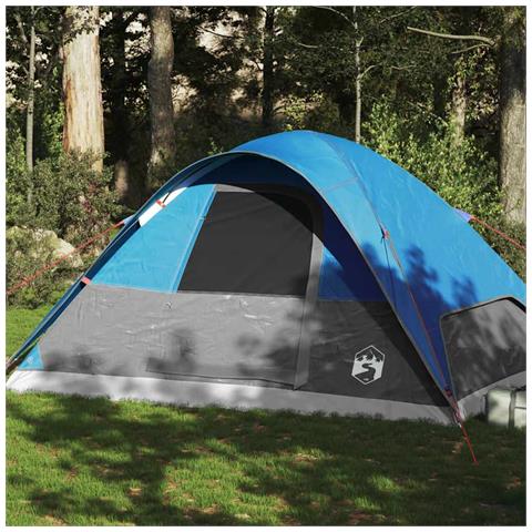 Tenda da Campeggio a Cupola per 4 Persone Blu Impermeabile - Foto 1