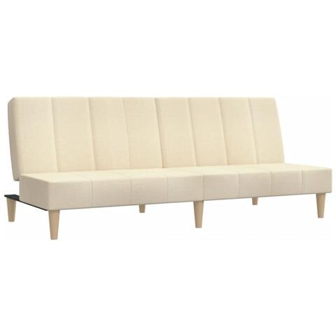 Divano Letto a 2 Posti Crema in Tessuto - Foto 1