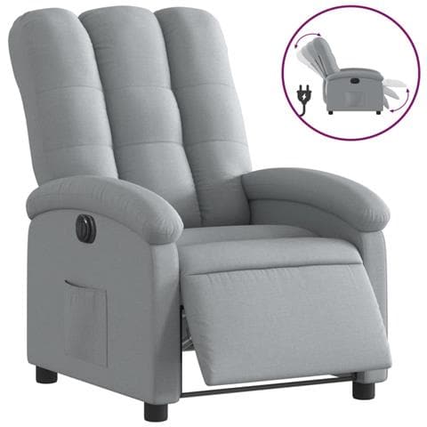 Poltrona Elettrica Reclinabile Grigio Chiaro in Tessuto - Foto 1
