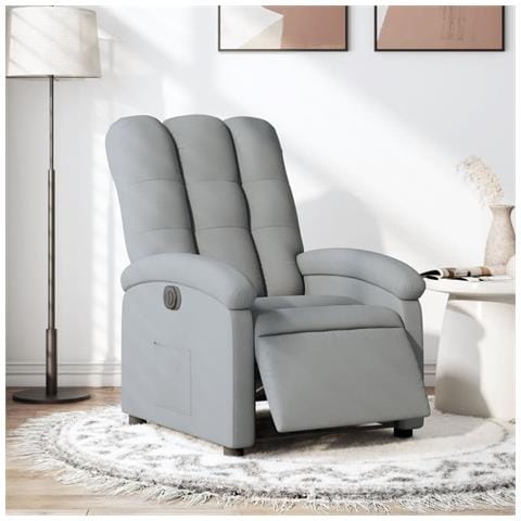 Poltrona Elettrica Reclinabile Grigio Chiaro in Tessuto - Foto 2