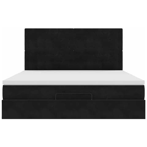 Struttura Letto Pouf con Materassi Nero 180x200 cm in Velluto - Foto 9