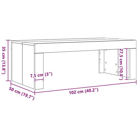 Tavolino da caffè Nero Rovere 102x50x35 cm Legno ingegnerizzato - Foto 9