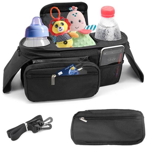 Borsa Portaoggetti In Tessuto Oxford Per Passeggini - Nero - Foto 2