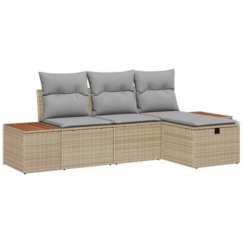 Set Divano da Giardino 4 pcs Beige 55 x 62 x 69 cm Poly Rattan - Foto 1