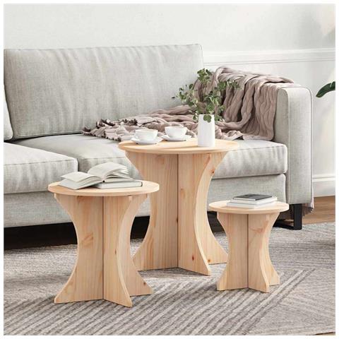 Tavolino da salotto 3 pcs Naturale 46 x 46 x 47 cm - Foto 2