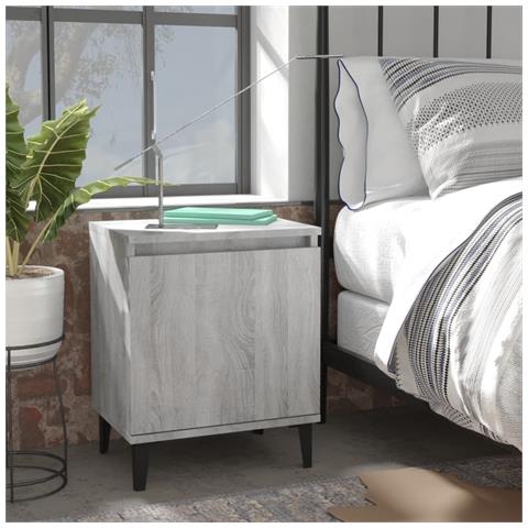 Lusso Casadino -  Comodino Con Gambe In Metallo Grigio Sonoma 40x30x50 Cm - Foto 8