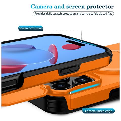Custodia Magnetica 2-in-1 Compatibile Con Iphone 17 Pro Max Con Finestra Scorrevole E Supporto Orange - Foto 2