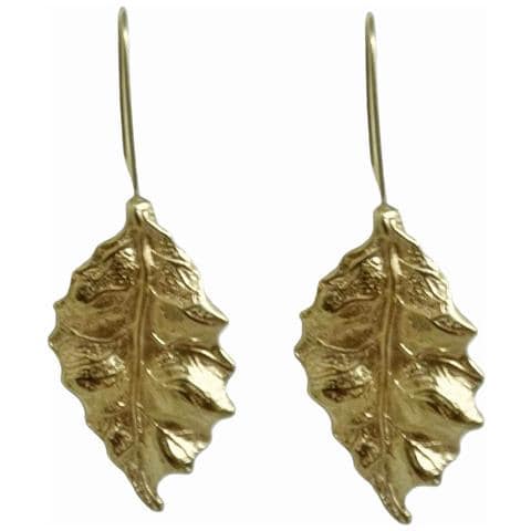 Orecchino A Gancio A Forma Di Foglia Autunnale In Metallo Color Oro - Foto 1