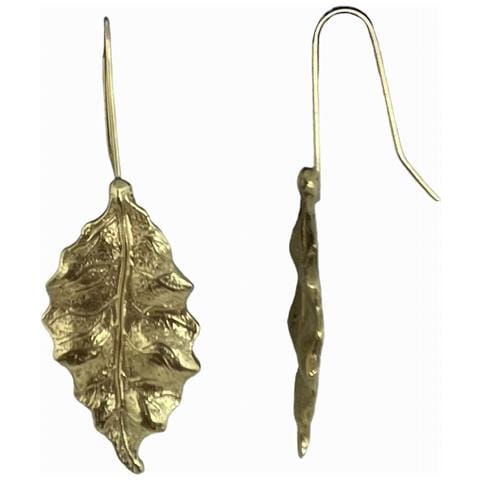 Orecchino A Gancio A Forma Di Foglia Autunnale In Metallo Color Oro - Foto 2