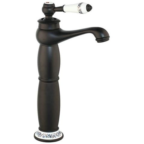Rubinetto per lavabo da bagno, Blackswan, tipo M246, modello nero opaco con motivo in ceramica bianca, misura 31 cm - Foto 1