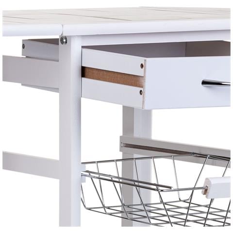 Carrello Da Cucina In Legno Bianco 37/91x37x79h - Foto 8