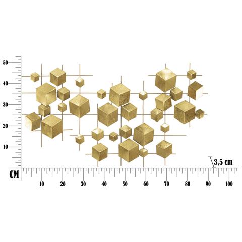 Pannello Decorativo Da Parete Abstract A Cubi Geometrici In Ferro Oro 90x50 Cm - Foto 6